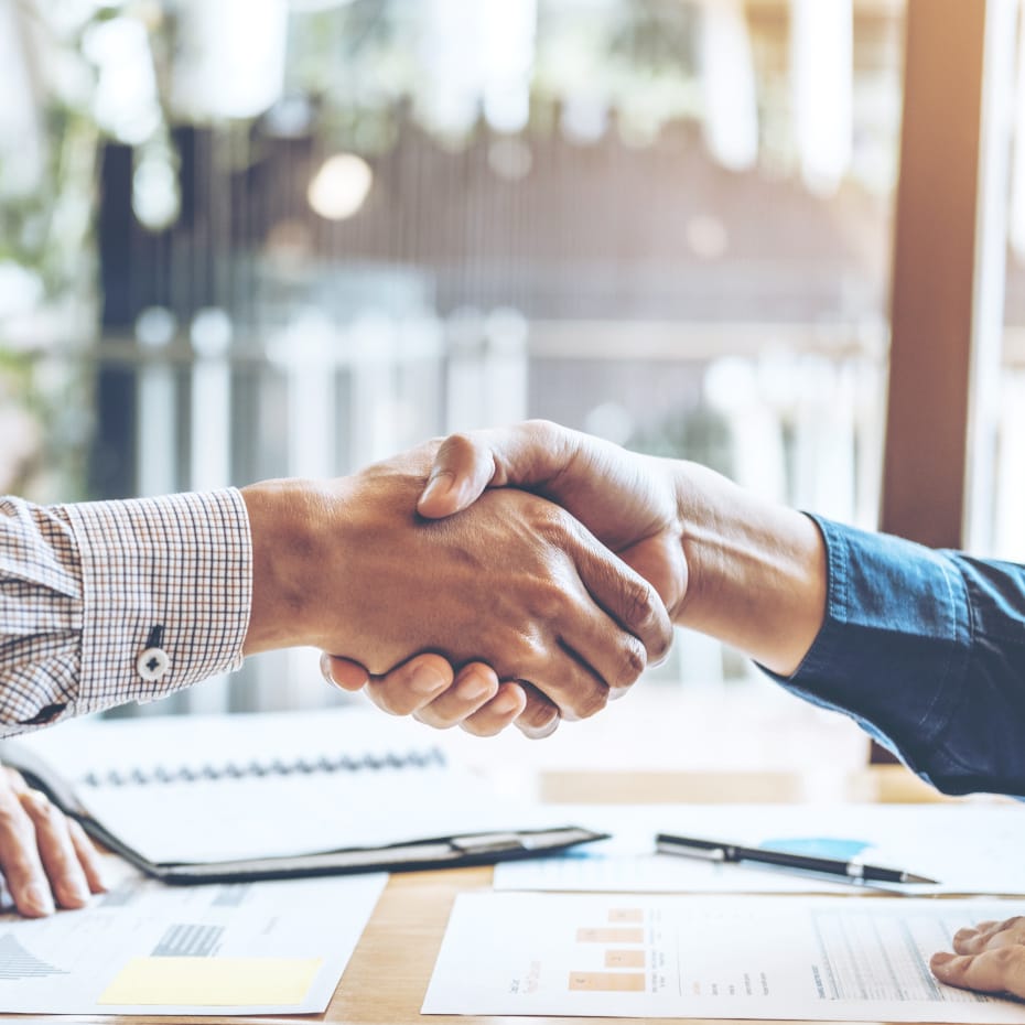 Business people colleagues shaking hands meeting Planning Strategy Analysis Concept